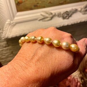 Authentic golden south sea pearl necklace